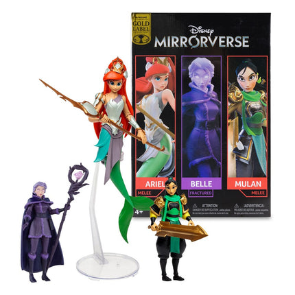 Mulan, Belle (Fractured) & Arielle (Gold Label) Disney Mirrorverse Action Figures Princess Pack 13 - 18 cm